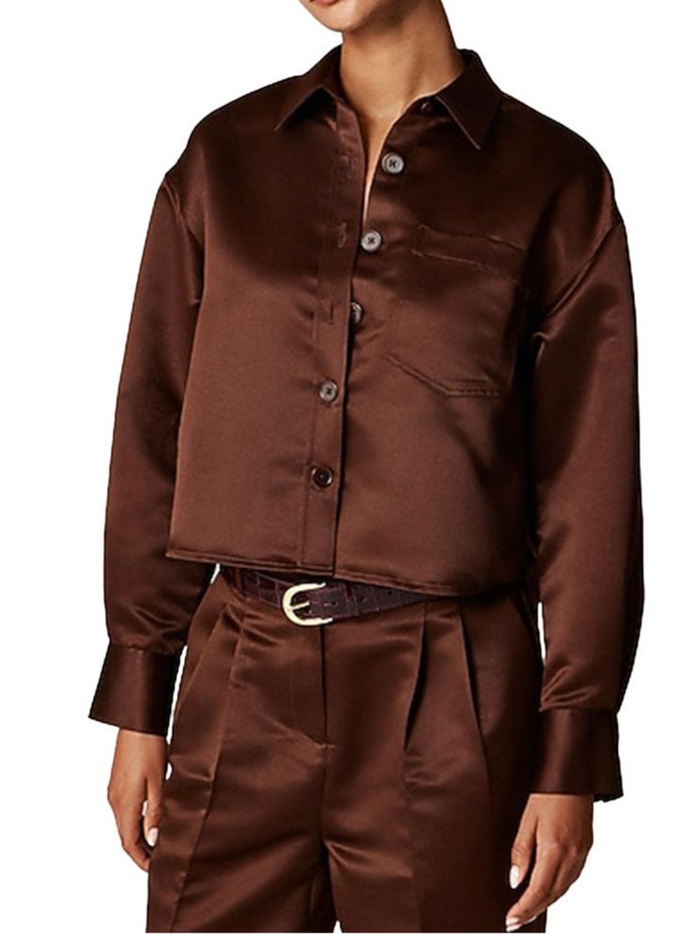 J. Crew Étienne Cropped Button-up Shirt in Duchesse Satin